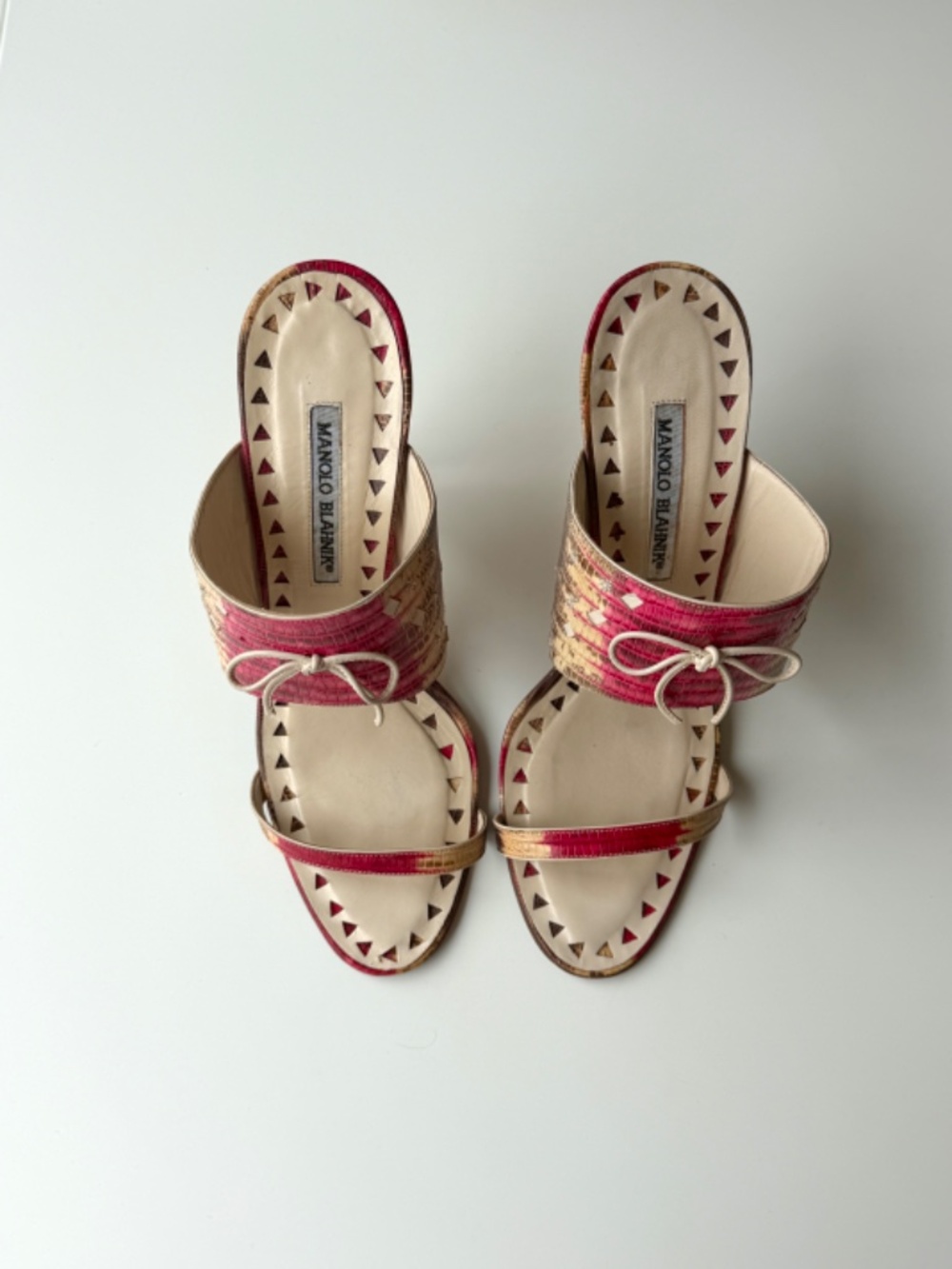Vintage Manolo Blahnik pink croc leather slide sandals, IT 40 - Picture 7 of 9